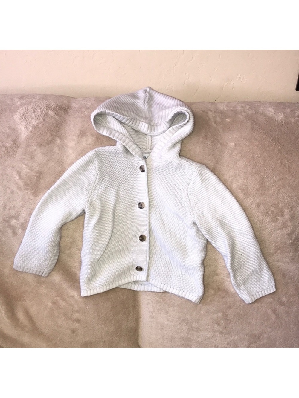 Old navy 18-24 months white Hooded Knit jacket button front